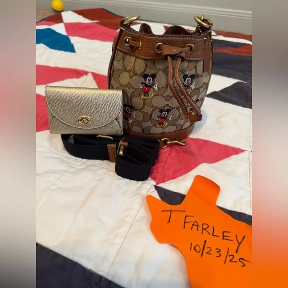 Coach Brown Mickey Mouse Bucket Bag - Picture 1 of 5